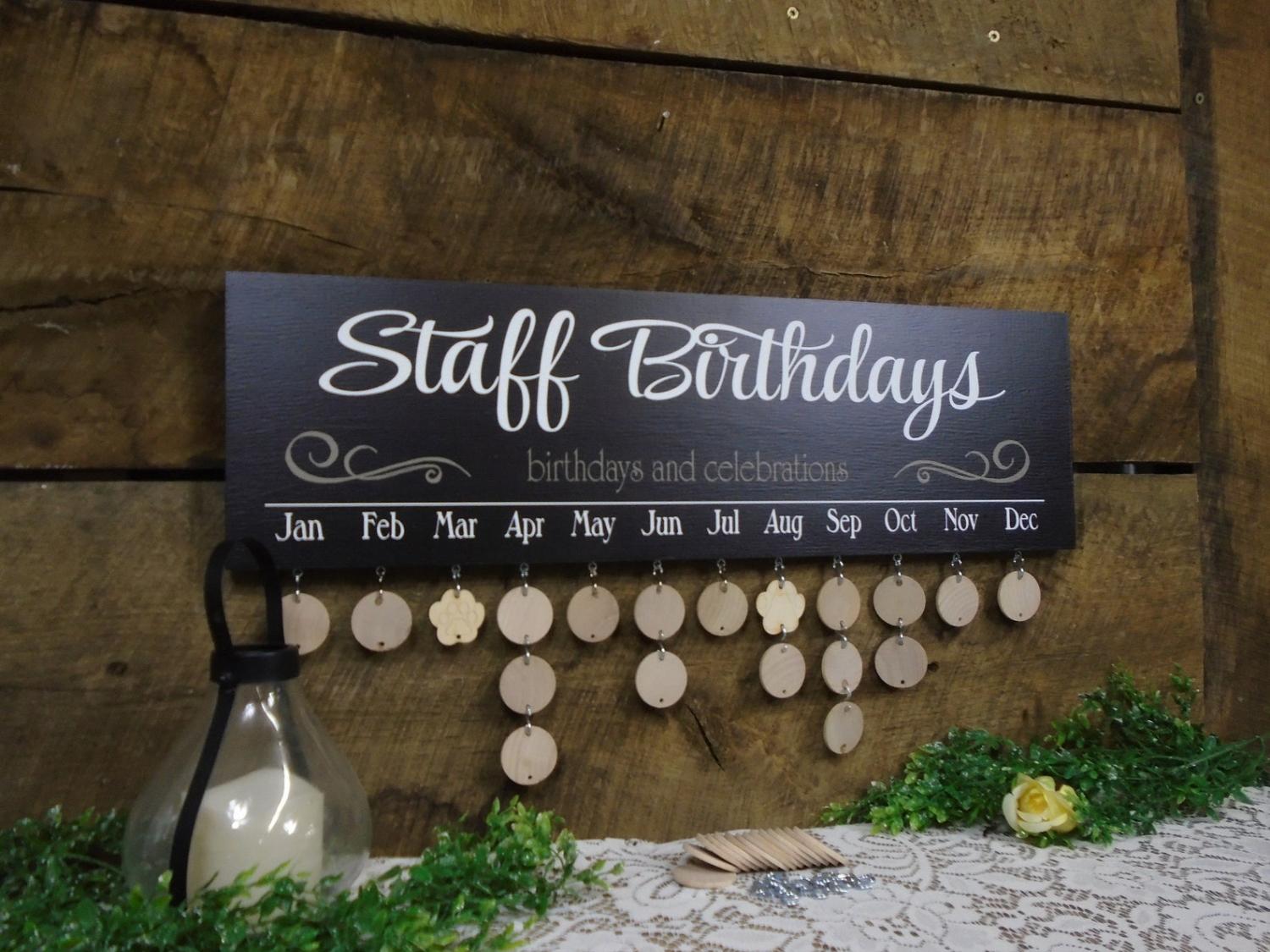 Wooden wall mounted family birthday calendar reminder personalized