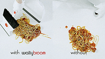 Wallybroom - Double-sided mini broom and dustpan - Flippable broom lets you sweep and squeegee floor - clean wet or dry messes