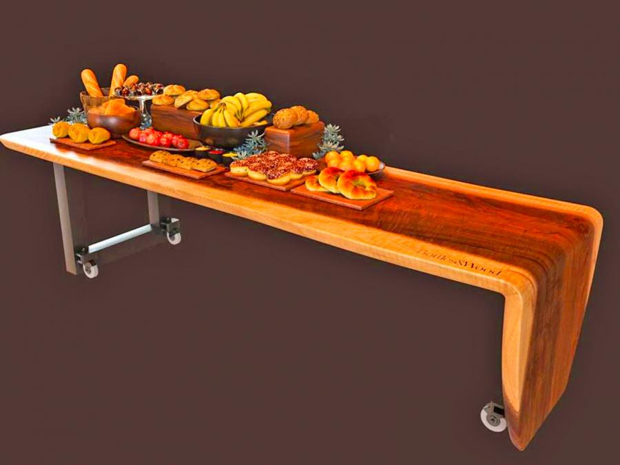 Waterfall Design Live Edge Dining Table - Curved ends whiskey slab table