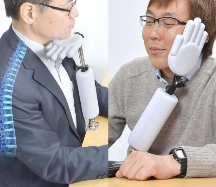 Coolest Japanese Gadgets - Hand Shaped Head Holder Makes For Better Posture and Naps At Work
