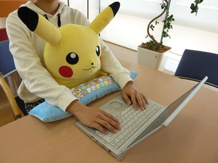 Coolest Japanese Gadgets - Plush Pikachu Body Cushion Protects Your Wrists While You Type At a Desk