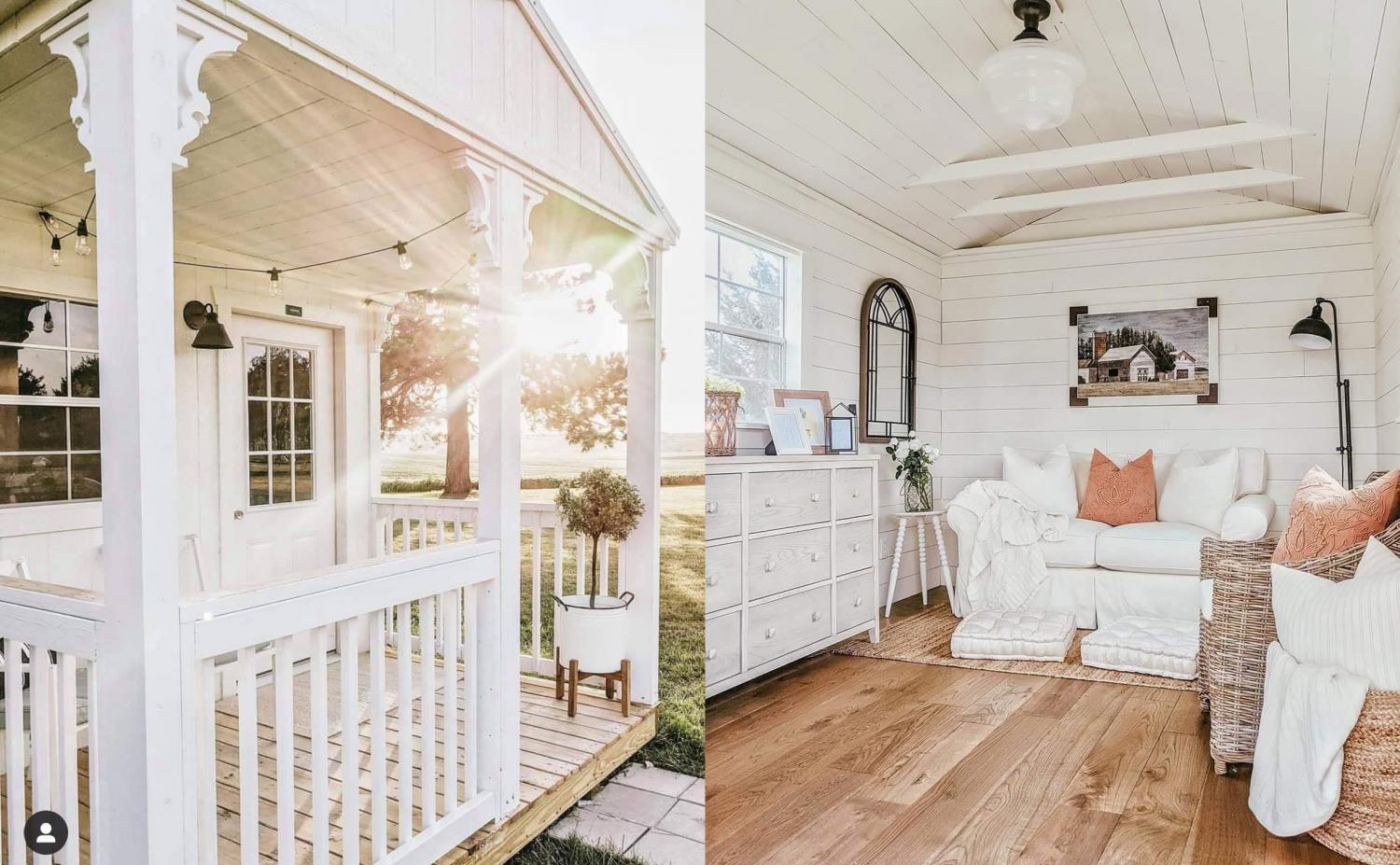 We-shed - dual tiny home he-shed and she-shed with conjoined deck