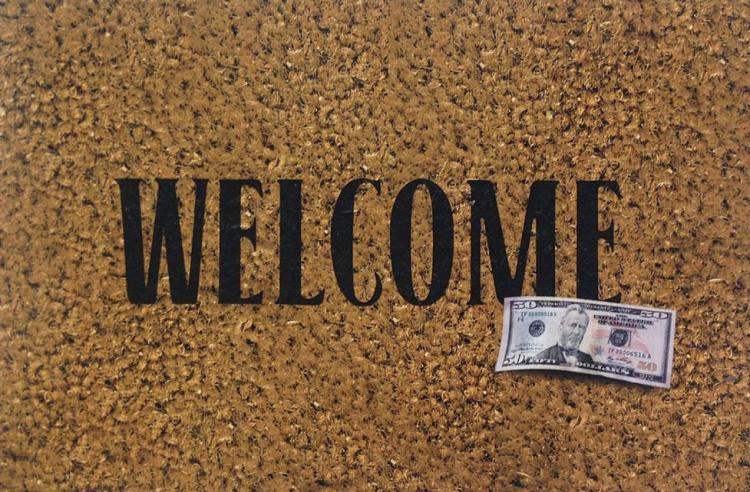 50 Dollar Bill Welcome Door Mat