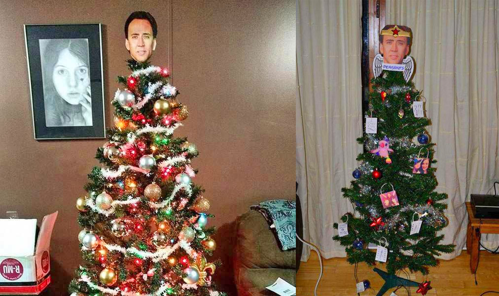 Nicolas Cage Face Christmas Tree Topper