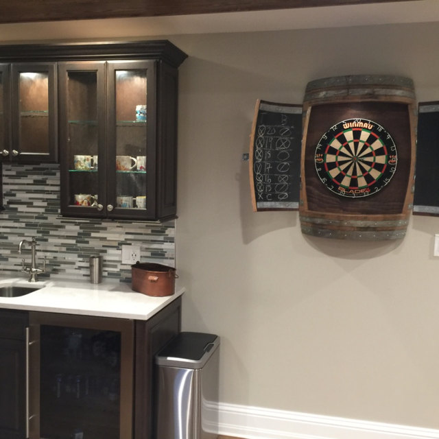 Wine Barrel Dartboard Cabinet