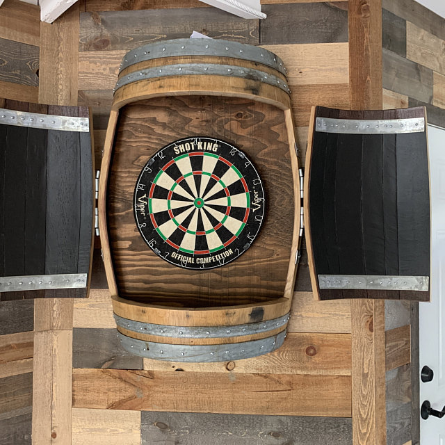 Wine Barrel Dartboard Cabinet