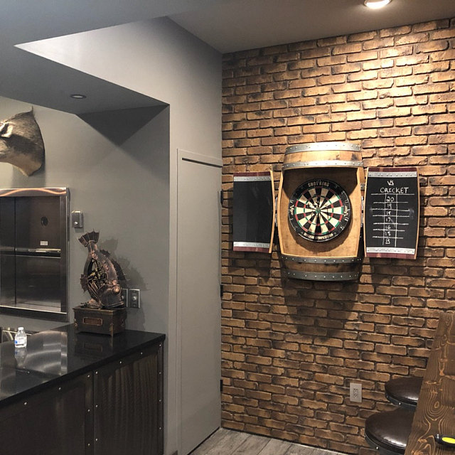 Wine Barrel Dartboard Cabinet