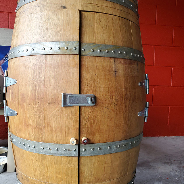 Wine Barrel Dartboard Cabinet