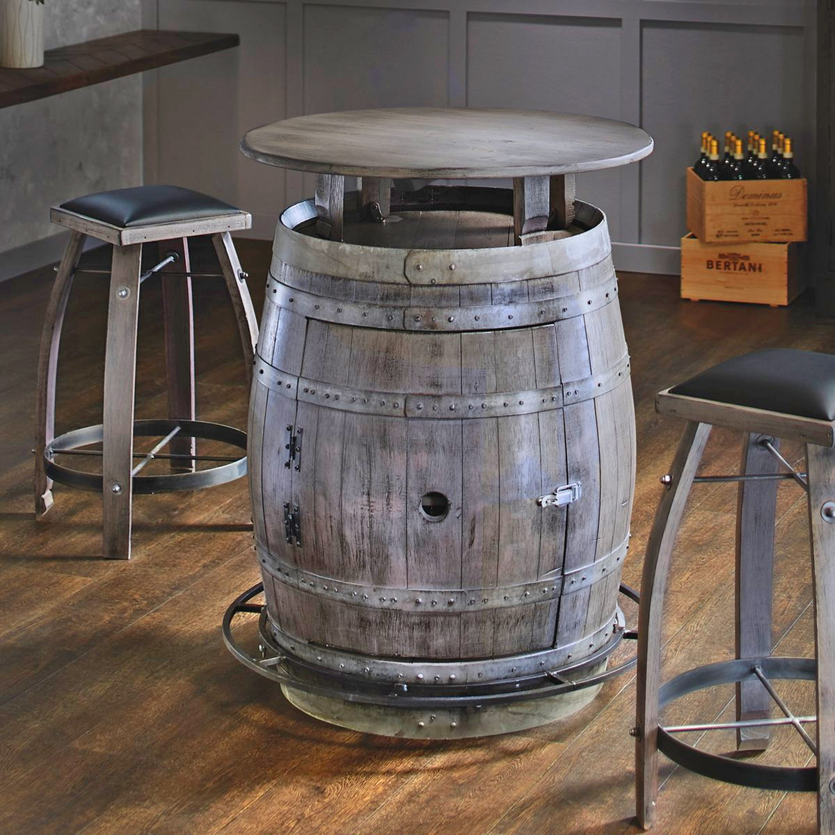 Ultimate Wine Barrel Table Has a Hidden Storage Inside