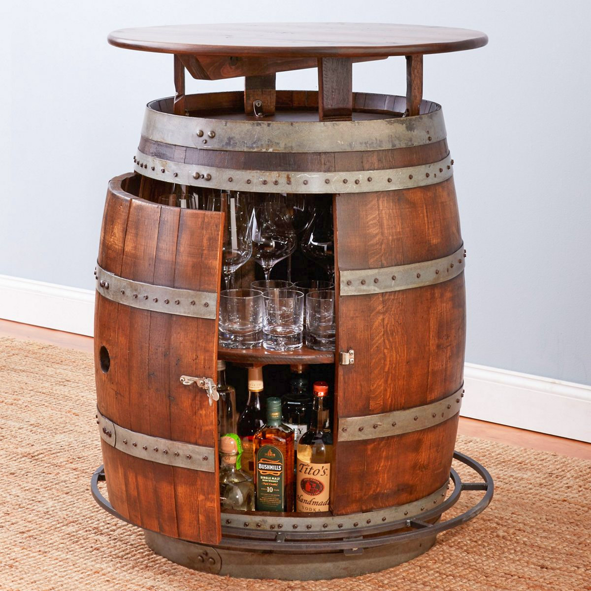Ultimate Wine Barrel Table Has a Hidden Storage Inside