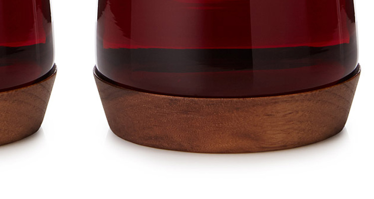 Wooden Base Stemless Wine Glasses