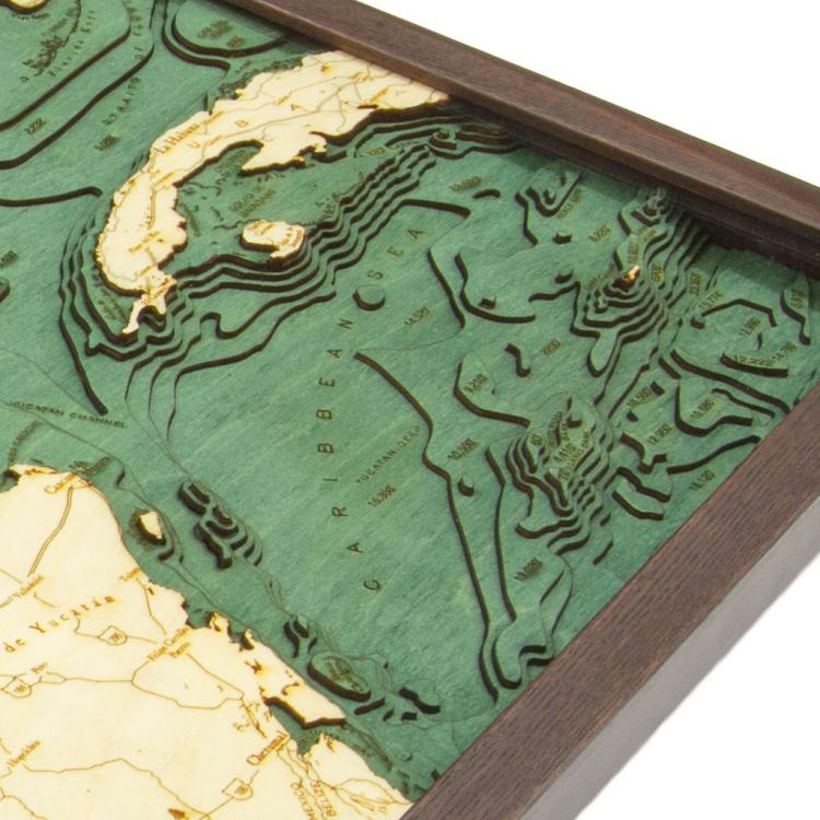 Bathymetric Wooden Layered Chart Map