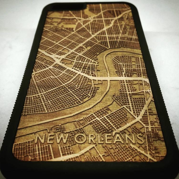 Wooden Map Engraved iPhone Phone Cases