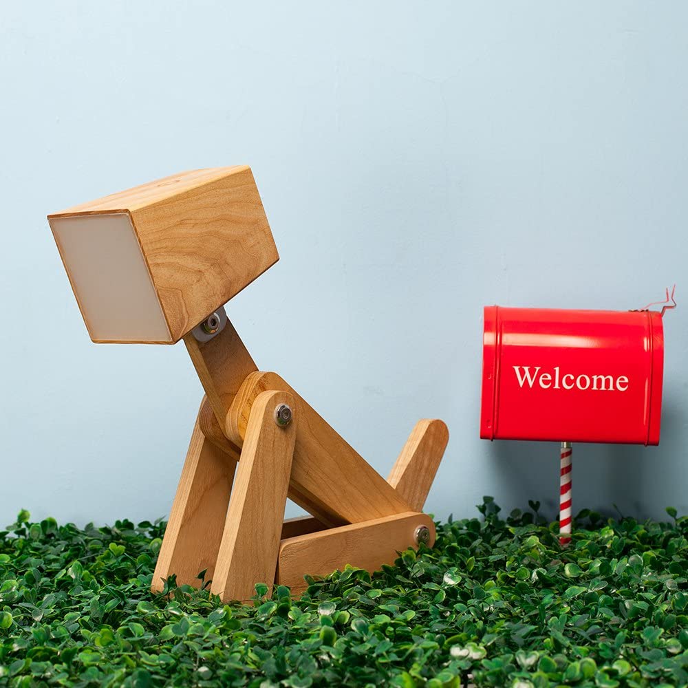 Posable wooden dinosaur t-rex desk lamp