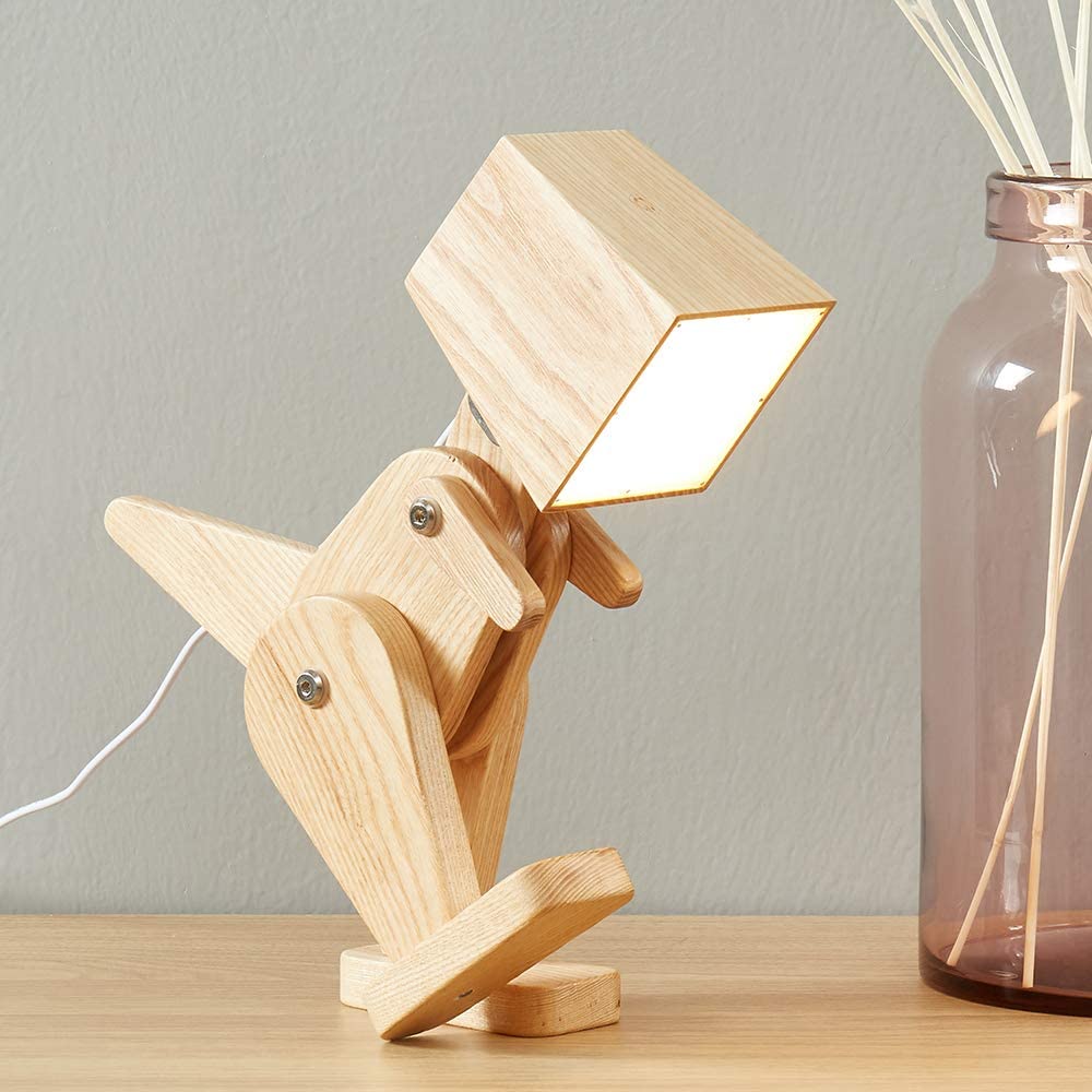 Posable wooden dinosaur t-rex desk lamp