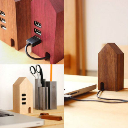 Wooden House USB Hub