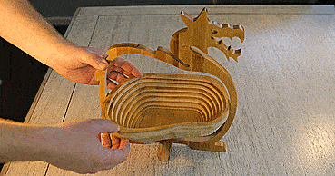 Wooden Dragon Basket - Nesting Bamboo Dragon Bowl