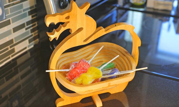 Wooden Dragon Basket - Nesting Bamboo Dragon Bowl