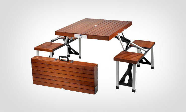 Wooden Picnic Table Folds Into Briefcase