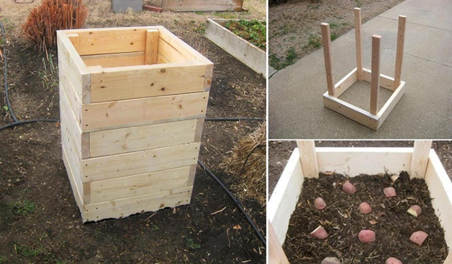 Wooden Potato Planter With a Door - DIY Wooden potato planter plans