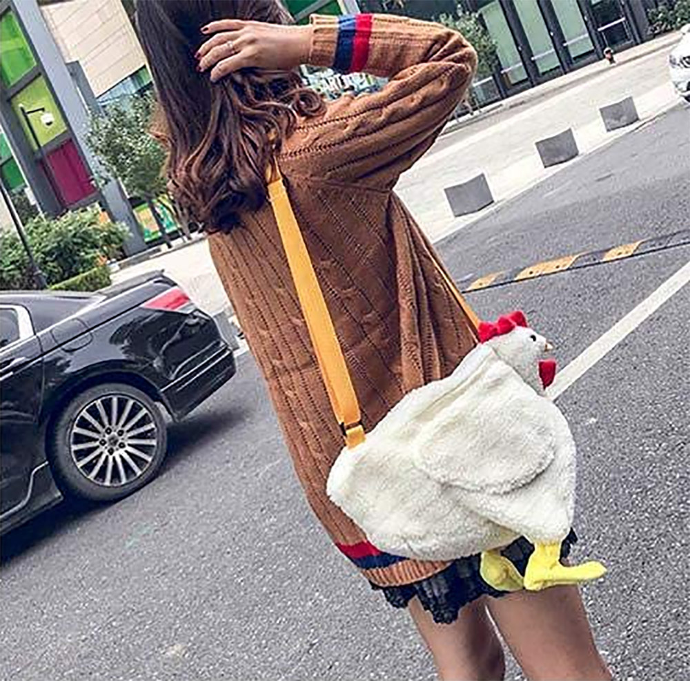 Wool Chicken Bag - Fleece Chicken Shaped Purse