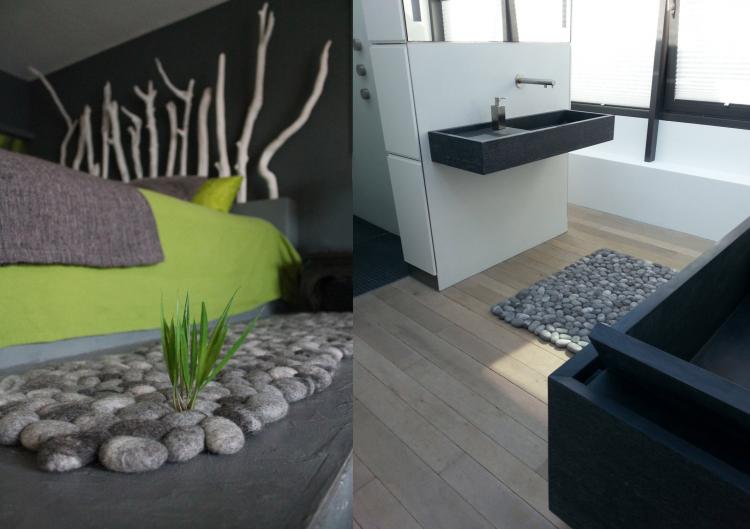 Wool Faux Stone Rugs Made To Look Like Connected Pebbles - River pebbles house rugs