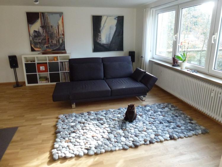 Wool Faux Stone Rugs Made To Look Like Connected Pebbles - River pebbles house rugs