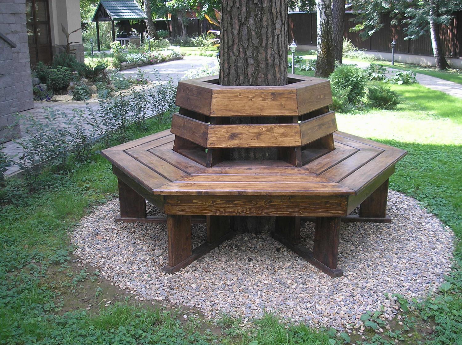 Wrap-Around Tree Bench - Wrapping wooden tree table