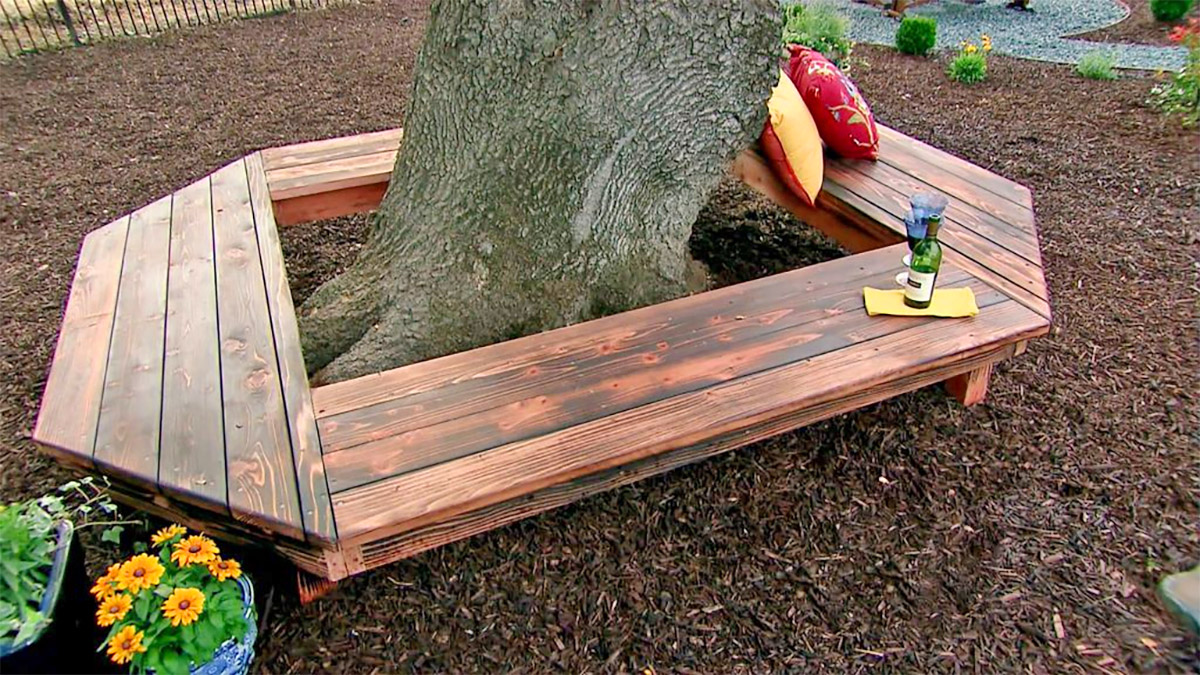 Wrap-Around Tree Bench - Wrapping wooden tree table