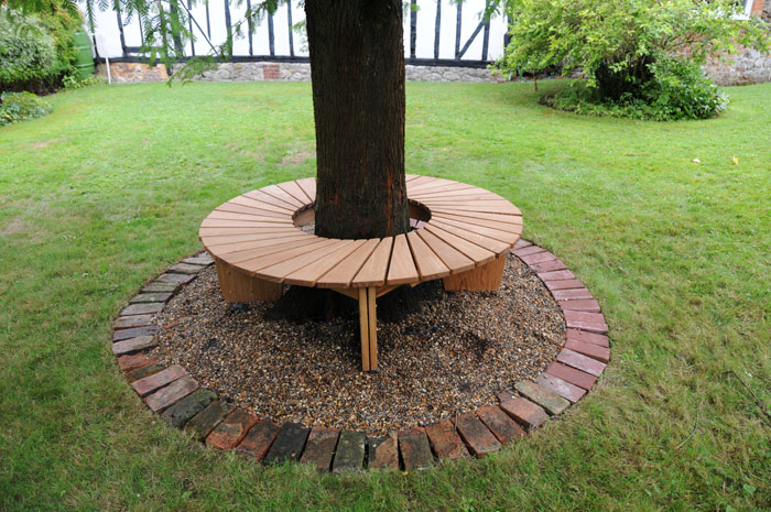 Wrap-Around Tree Bench - Wrapping wooden tree table