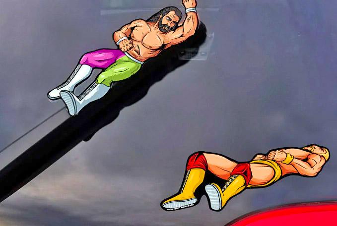 Wrestler Elbow Drop Rear Wiper Blade Attachment Decal