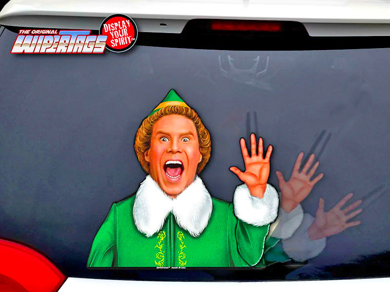 Waving Elf Rear Wiper Blade Attachment Decal