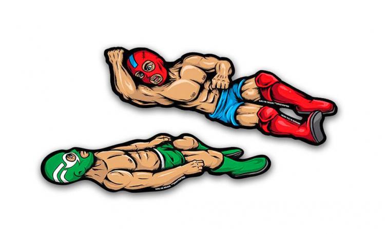 Wrestler Elbow Drop Rear Wiper Blade Attachment - Masked wrestlers rear wiper decals