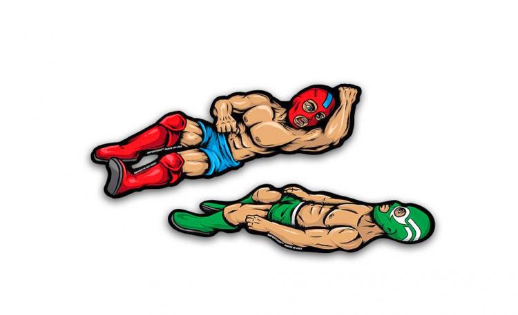 Wrestler Elbow Drop Rear Wiper Blade Attachment - Masked wrestlers rear wiper decals