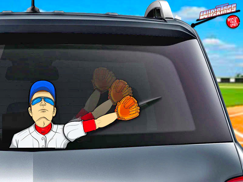 Baseball player Rear Wiper Blade Attachment Decal