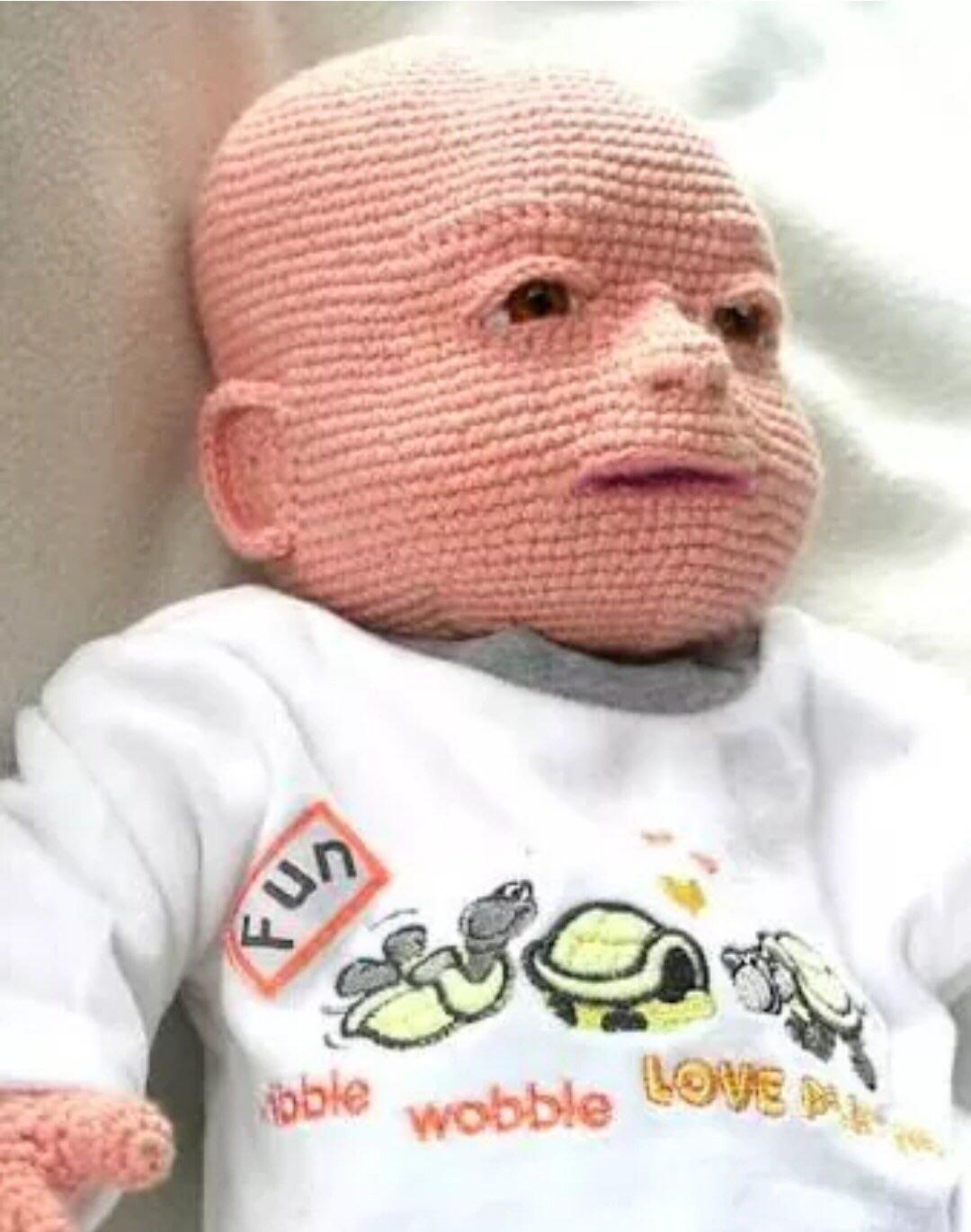 Crochet Baby With Realistic Features - Creepy crochet baby doll