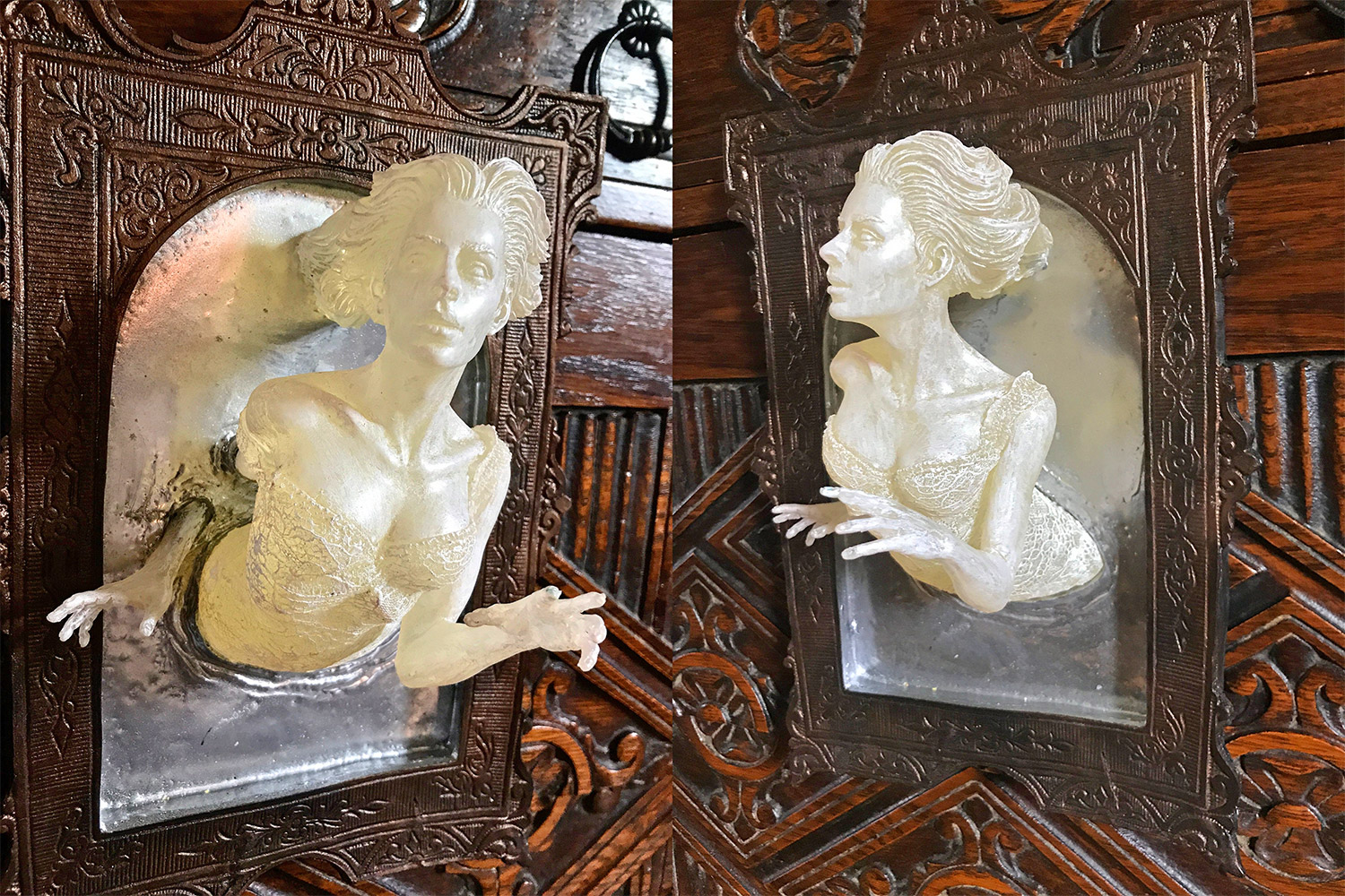 Super Creepy Ghost In The Mirror Wall Plaque That Glows In The Dark - 3D Mirror Ghost Figure Sculpture