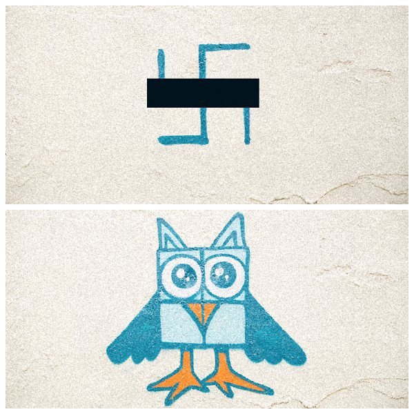 Giant Cat Sticker To Cover Up Racist Graffiti On The Streets