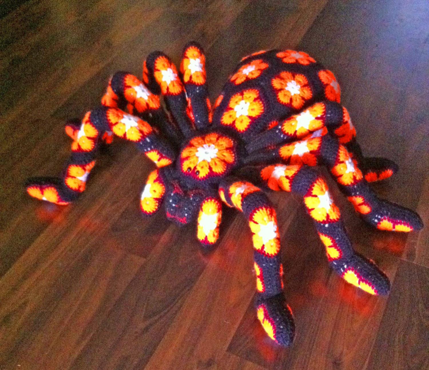 Giant Crochet Spider - Soft cuddly knit tarantula spider crochet pattern