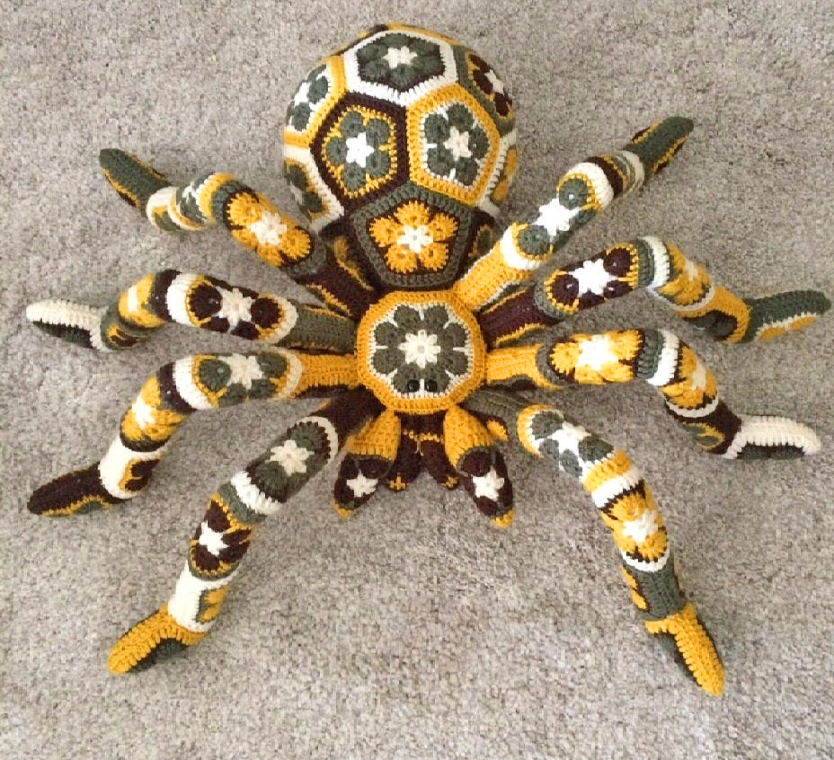 Giant Crochet Spider - Soft cuddly knit tarantula spider crochet pattern