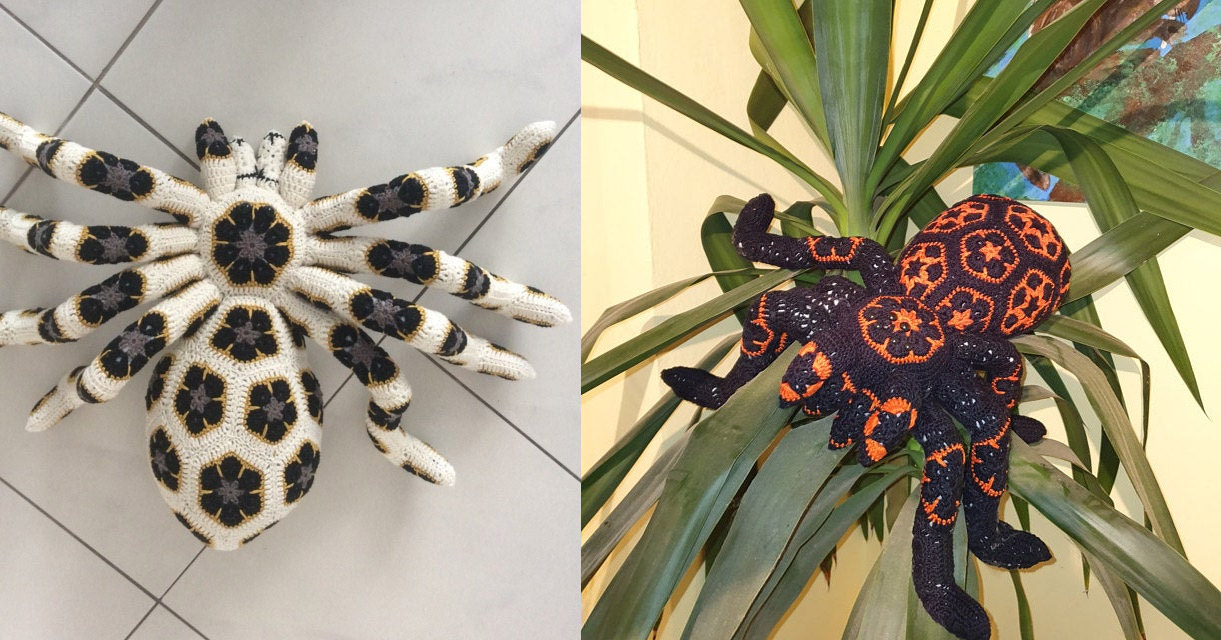 Giant Crochet Spider - Soft cuddly knit tarantula spider crochet pattern
