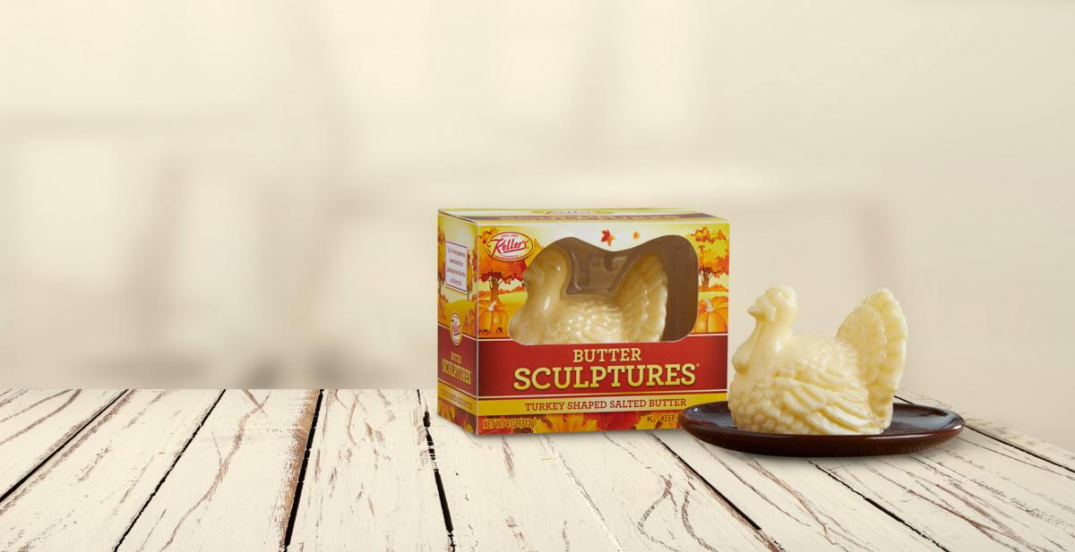 Turkey Shaped Butter Sculpture For Thanksgiving Table Decor