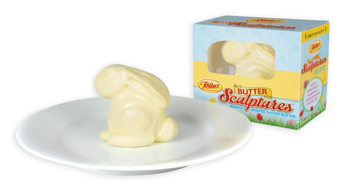 Bunny Shaped Butter Sculpture For Easter Table Decor