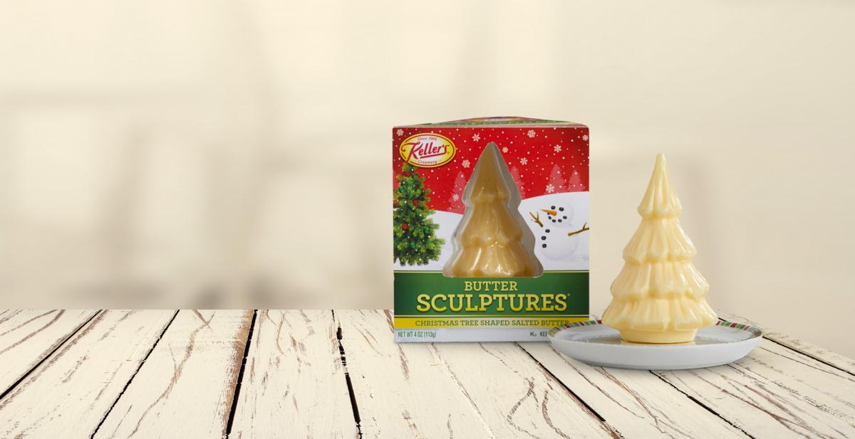 Christmas Tree Shaped Butter Sculpture For Christmas Table Decor
