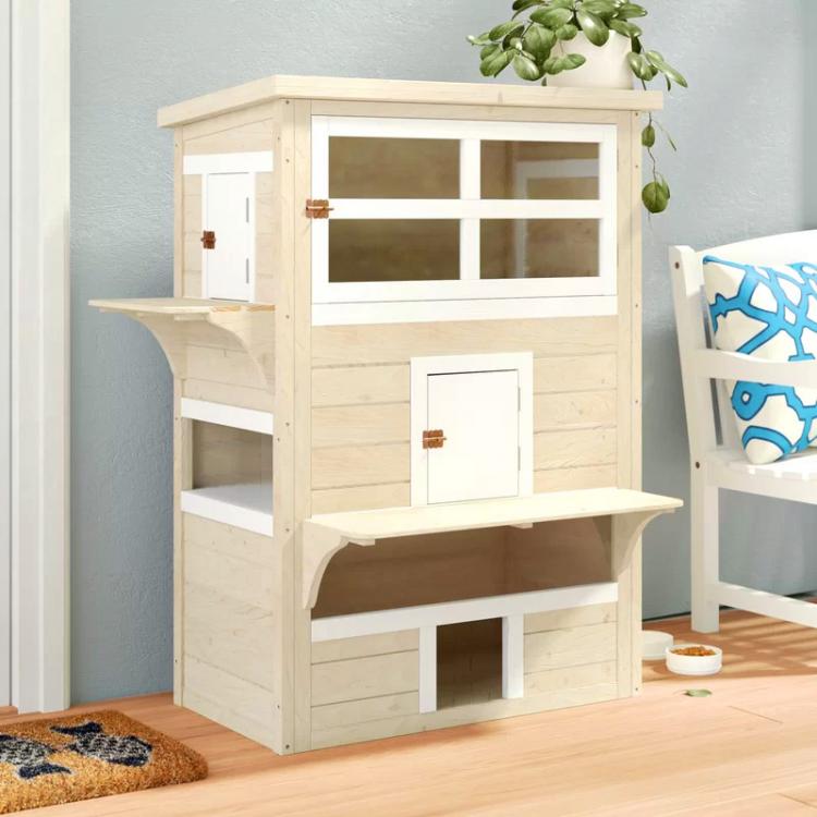 Luxury Cat Apartment - Outdoor cat house with balcony - Trixie natura Cat Home XXL - Gatsby Cat House