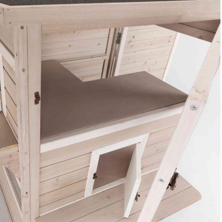 Luxury Cat Apartment - Outdoor cat house with balcony - Trixie natura Cat Home XXL - Gatsby Cat House