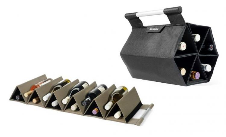 ZEBag Folding Wine Carrying Case Holds 6 Bottles Of Wine - Portable wall mounted wine holder