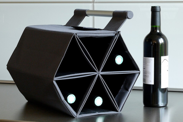ZEBag Folding Wine Carrying Case Holds 6 Bottles Of Wine - Portable wall mounted wine holder