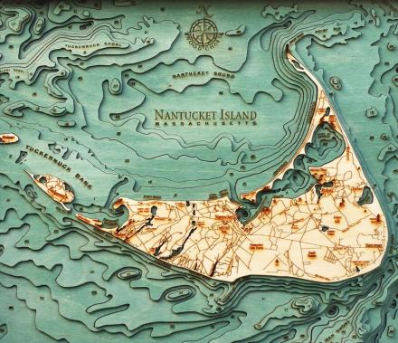 Wooden Bathymetric Water Depth Charts For Various Bodies Of Water