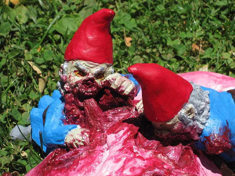 Zombie Gnomes Feasting On Flamingo